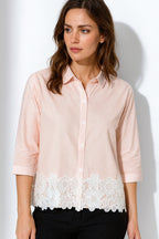 Cotton Shirt with Border Lace