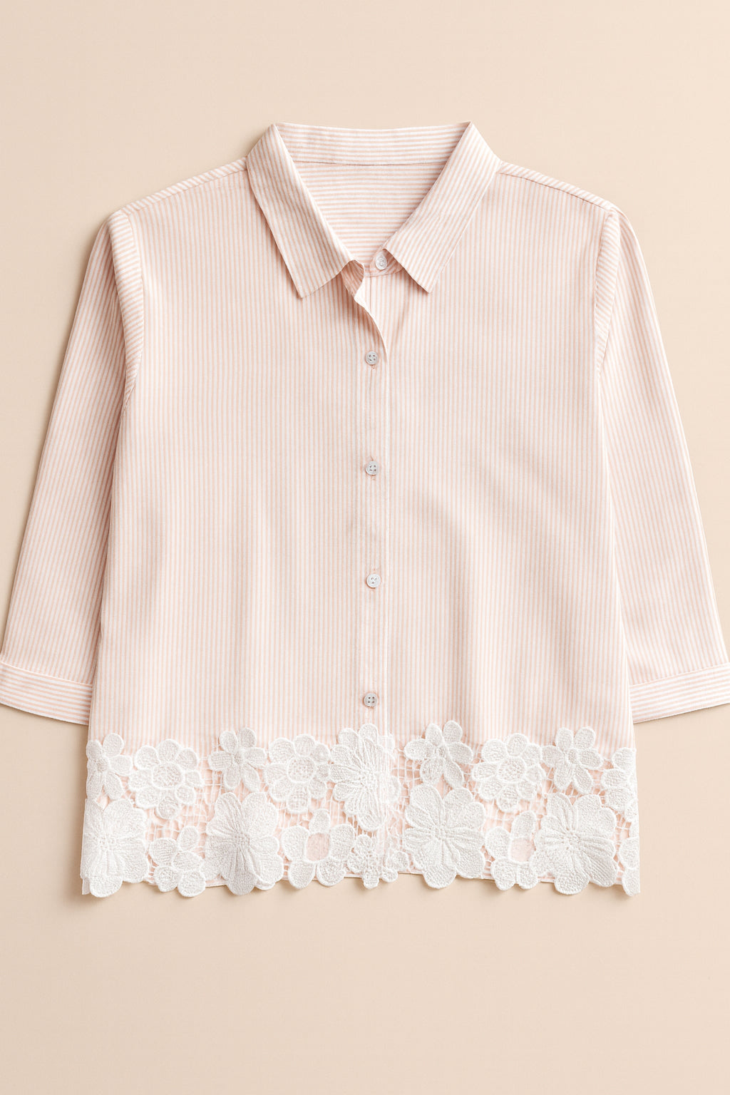 Cotton Shirt with Border Lace