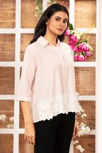 Cotton Shirt with Border Lace