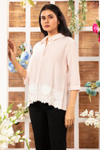 Cotton Shirt with Border Lace