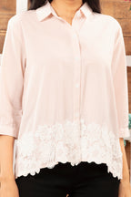 Cotton Shirt with Border Lace